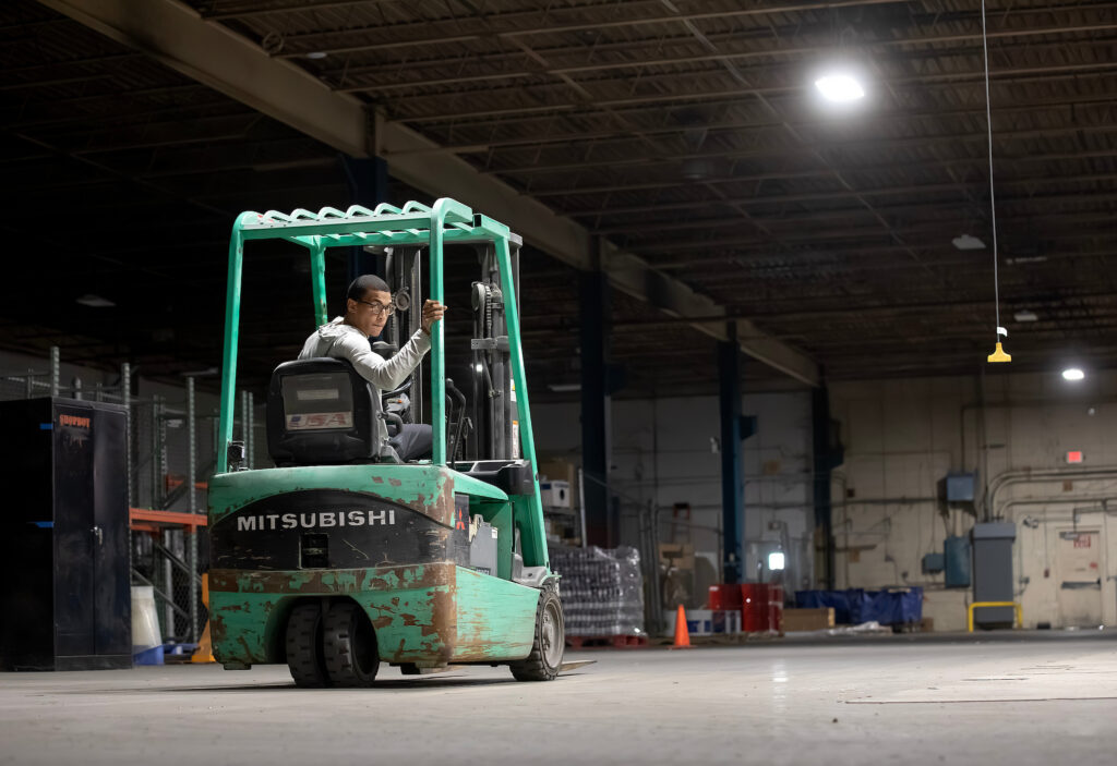 Man operating forklift for VersAbility Resources class